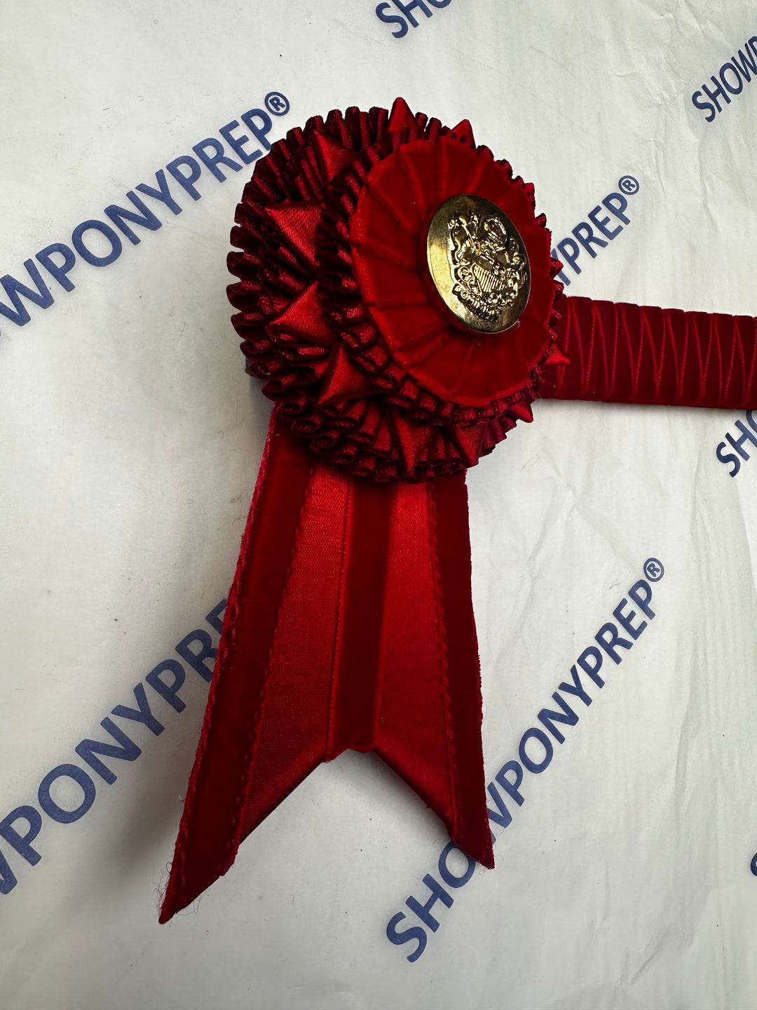 16" Red Velvet Browband with regal gold button