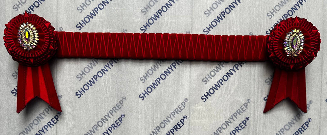 16" Red Velvet Browband with AB crystal
