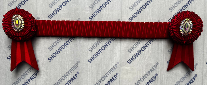 16" Red Velvet Browband with AB crystal