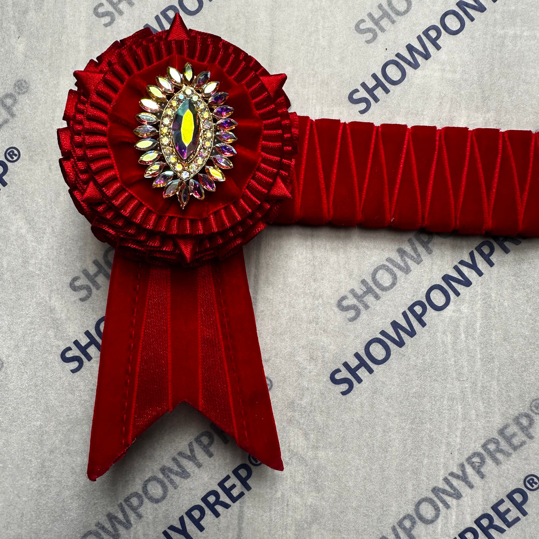 16" Red Velvet Browband with AB crystal