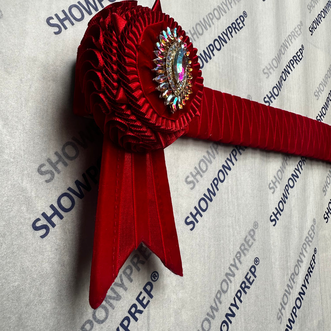 16" Red Velvet Browband with AB crystal