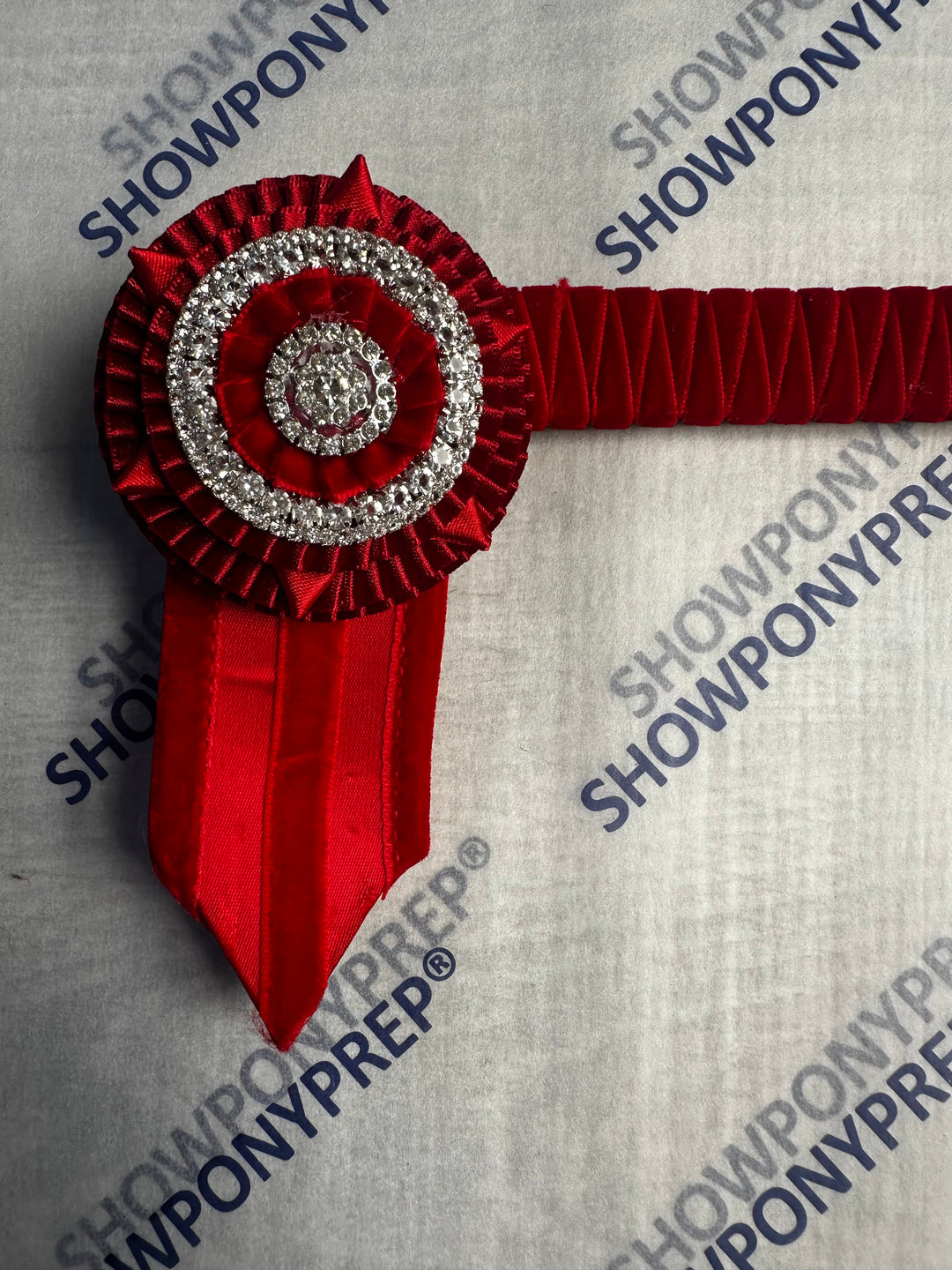 16" Red velvet & Crystal Browband
