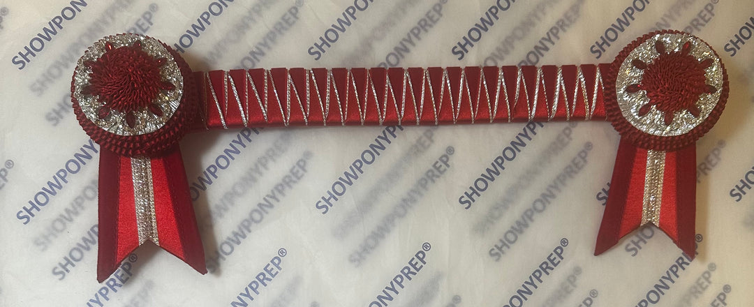 15.5" Red & Silver Browband