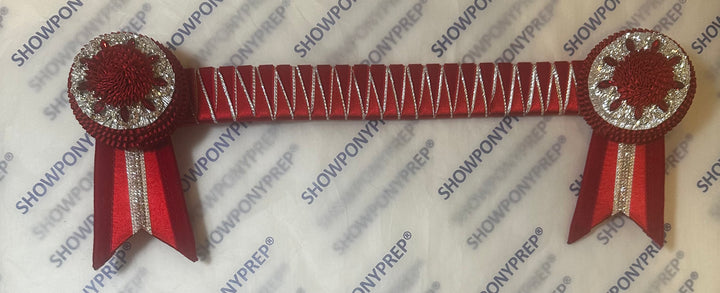15.5" Red & Silver Browband