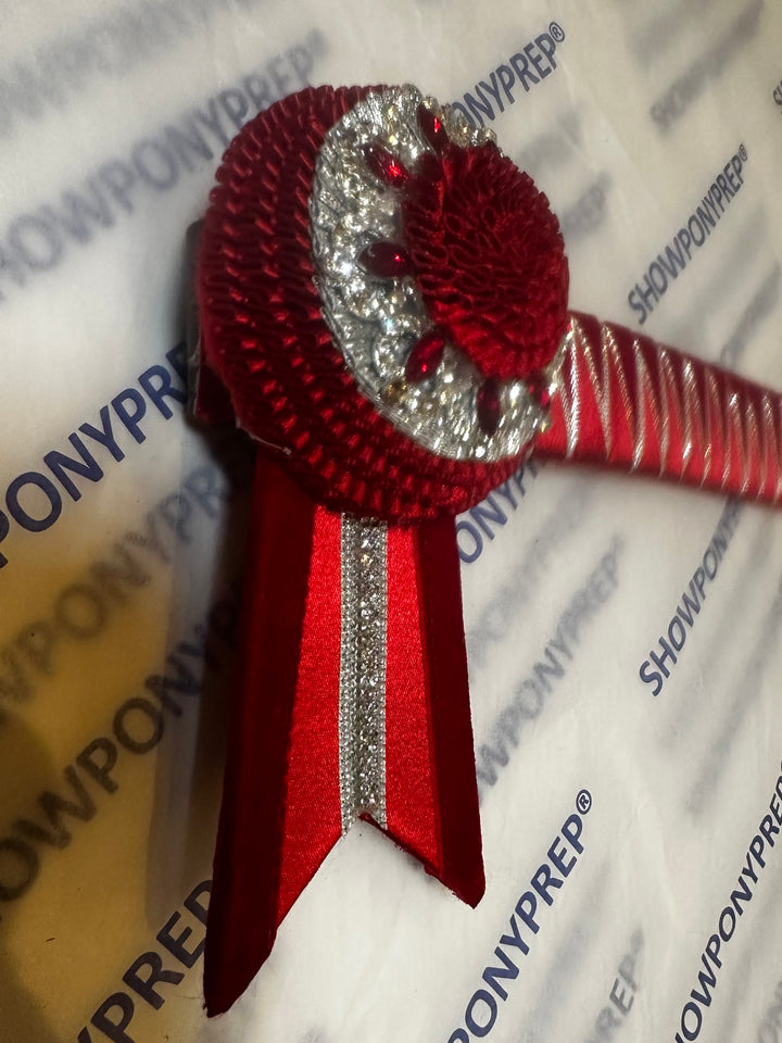 15.5" Red & Silver Browband