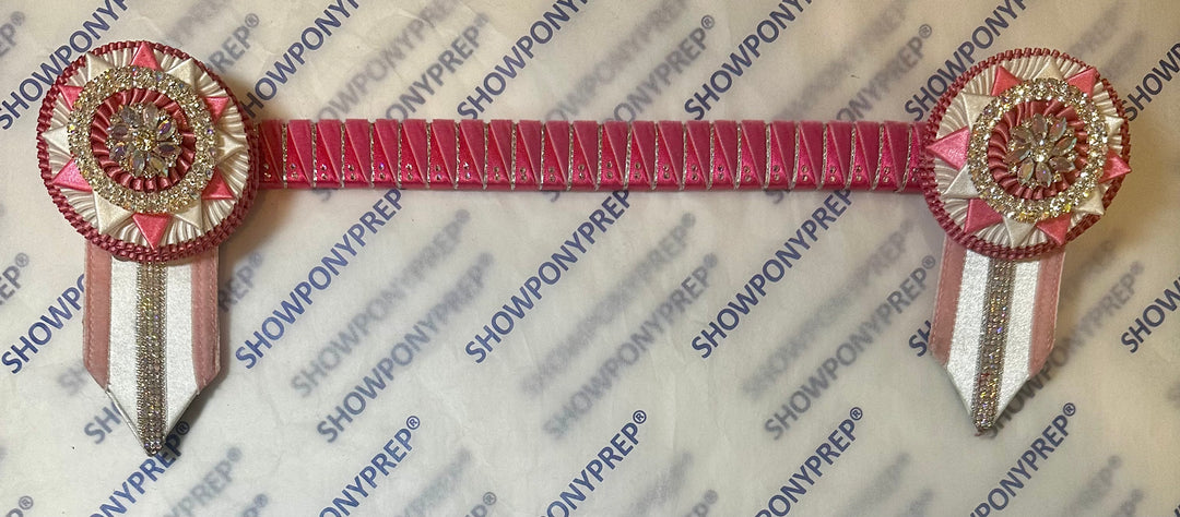 15.5” Pink, White & Silver Browband