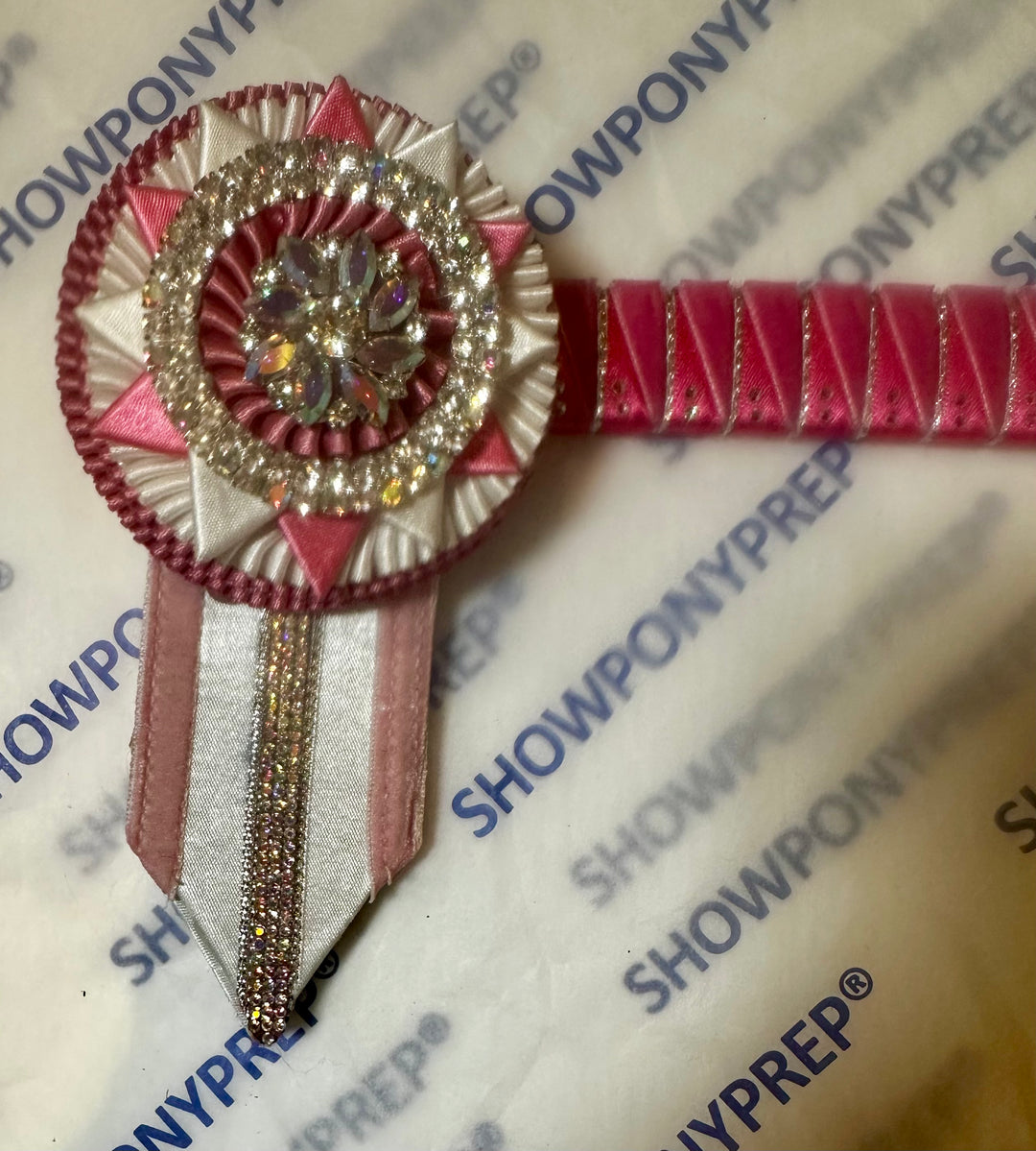 15.5” Pink, White & Silver Browband