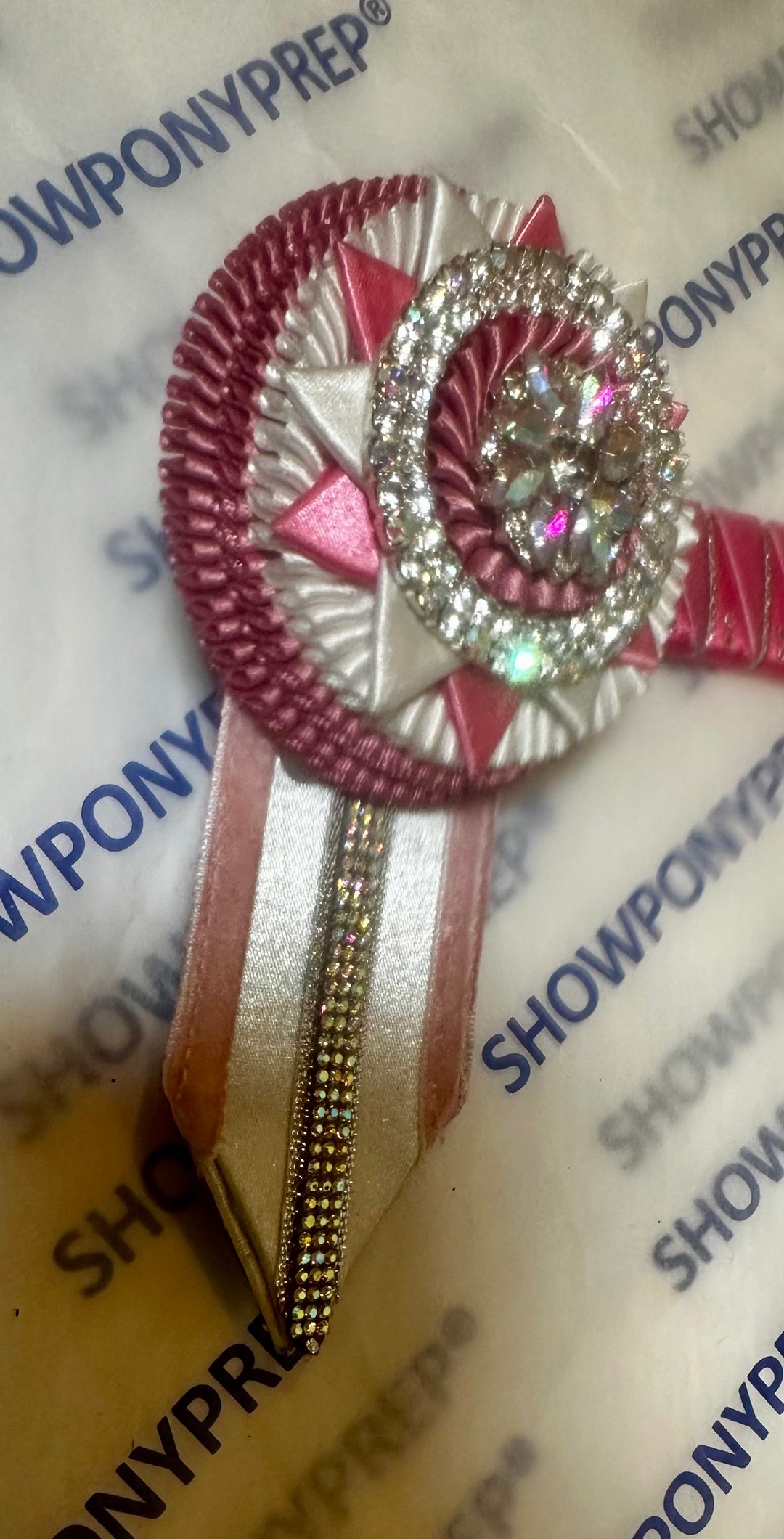 15.5” Pink, White & Silver Browband