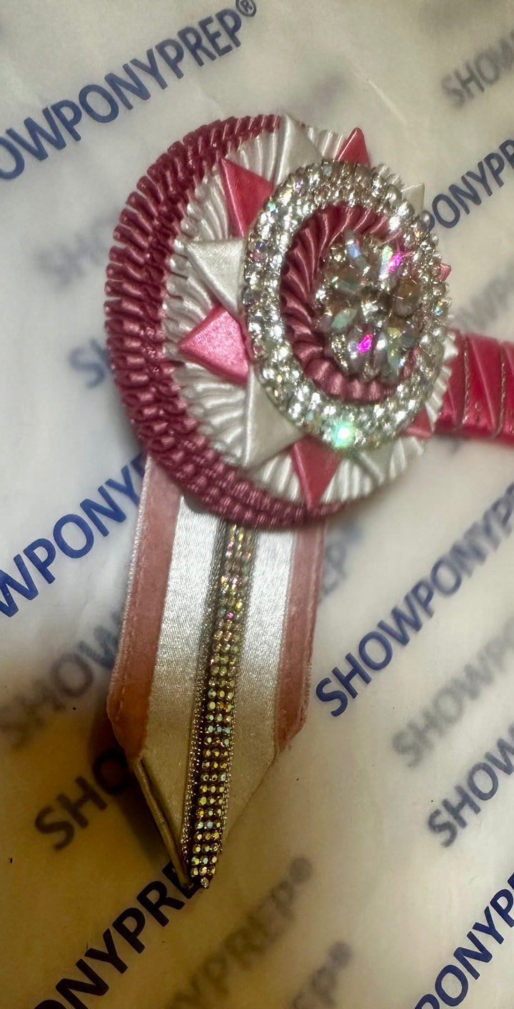 15.5” Pink, White & Silver Browband