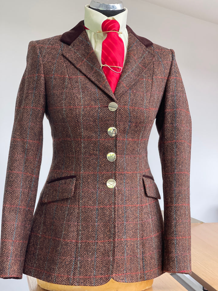 IN STOCK: Rustic red brown with red, royal blue and pale blue overcheck
