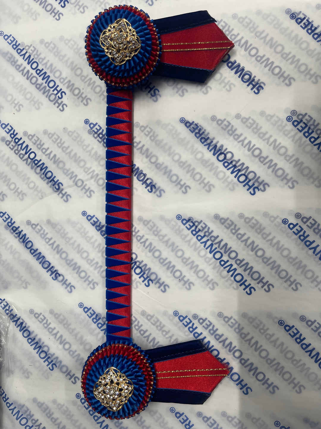 13.5" Red, Gold and Royal Blue Browband
