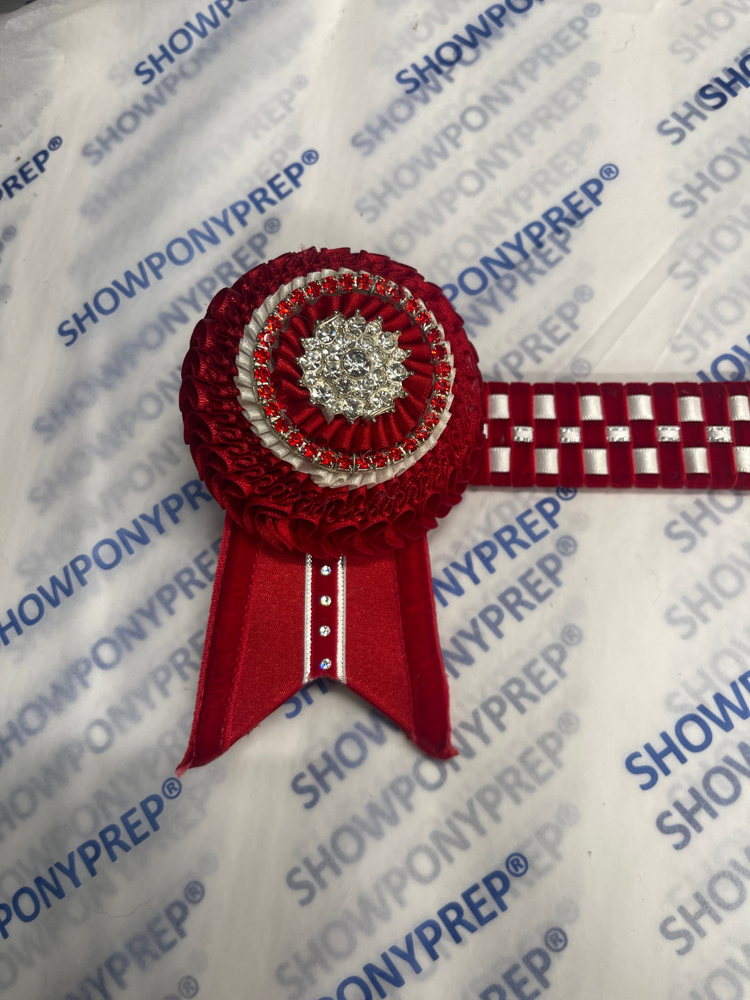 13.5” Red & White Browband