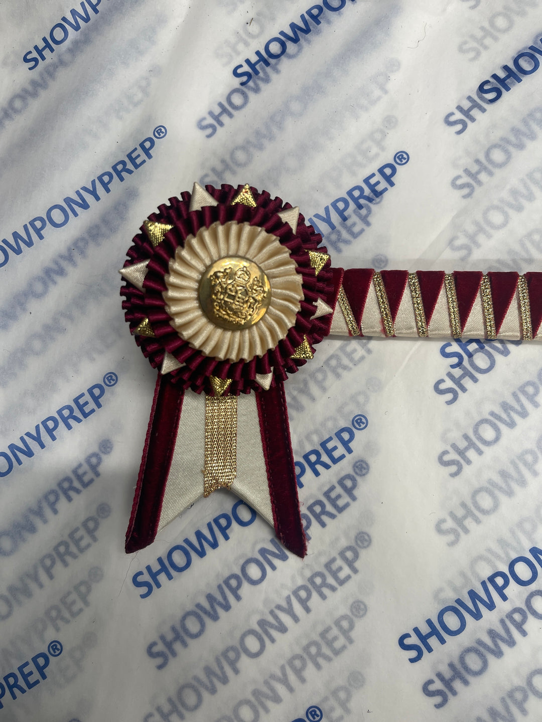13.5" Burgundy and Cornish Cream Browband