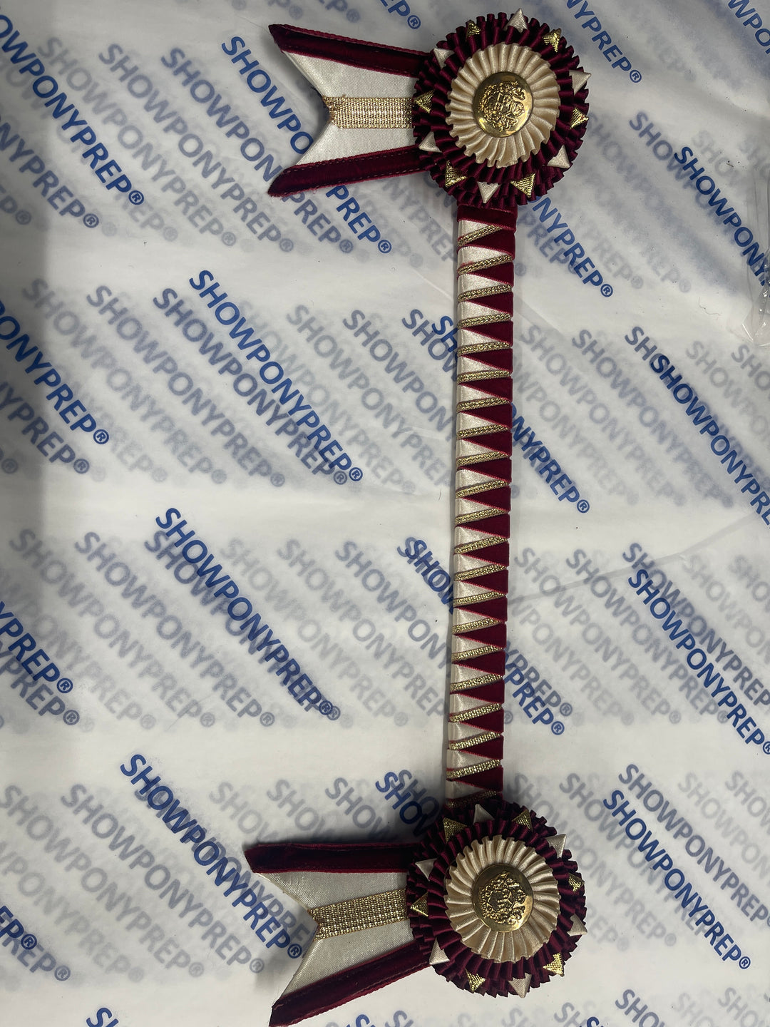 13.5" Burgundy and Cornish Cream Browband