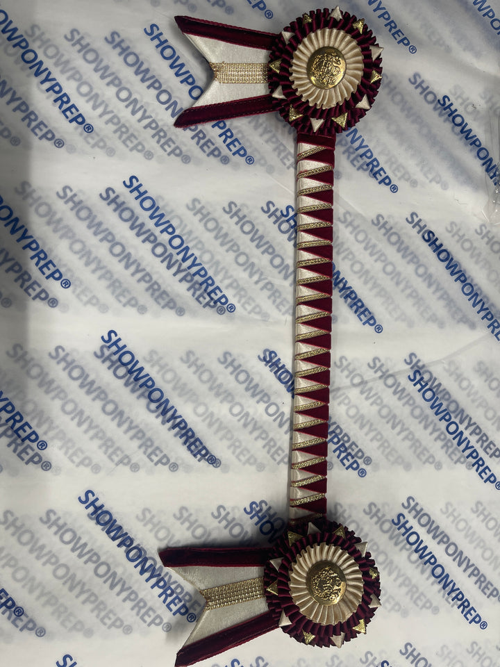 13.5" Burgundy and Cornish Cream Browband