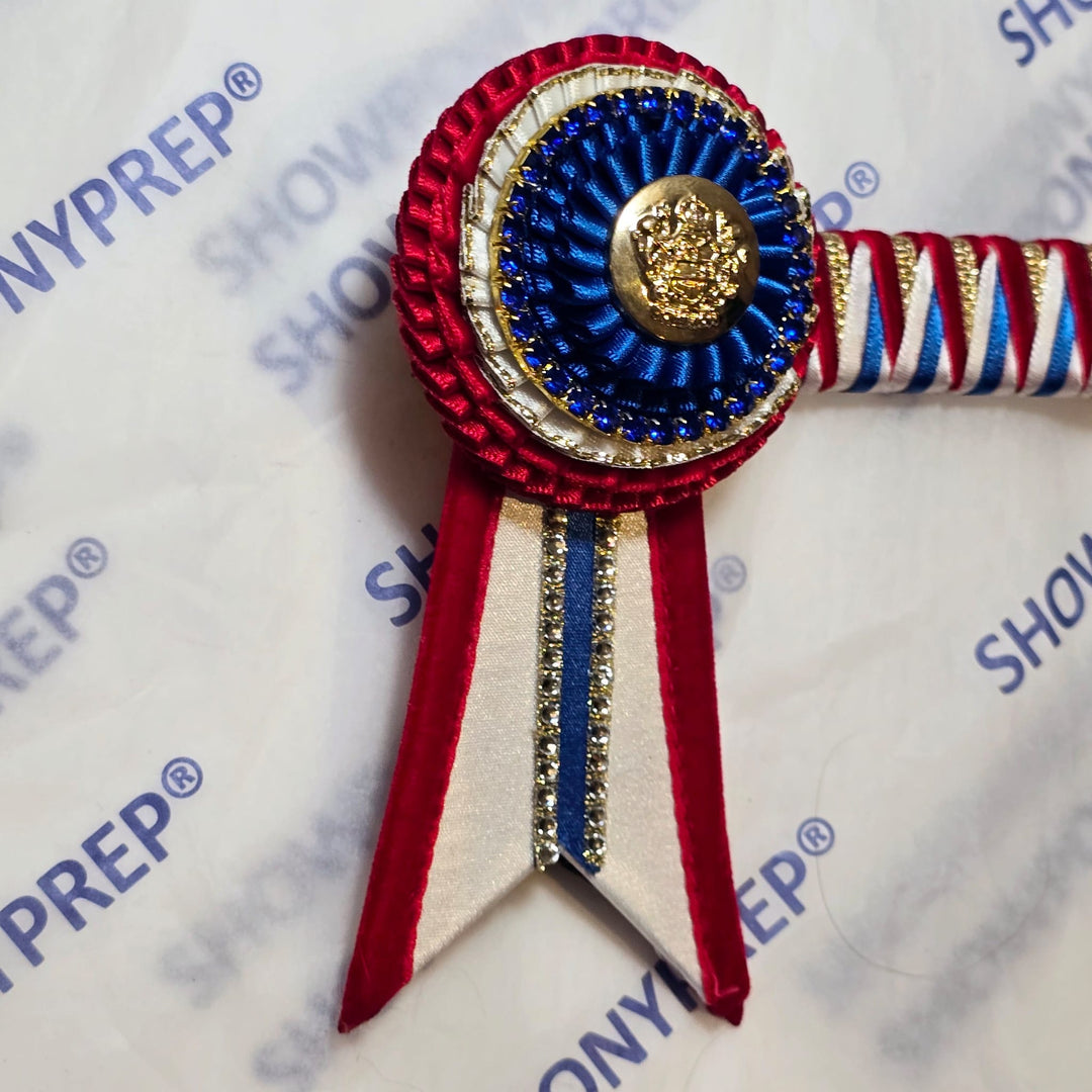 15.5” Red, Blue & White & Gold browband