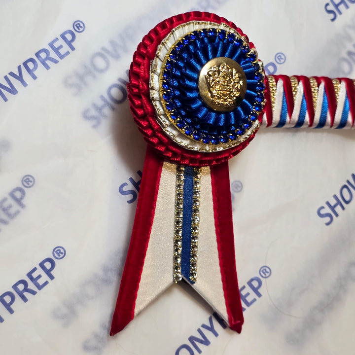 15.5” Red, Blue & White & Gold browband