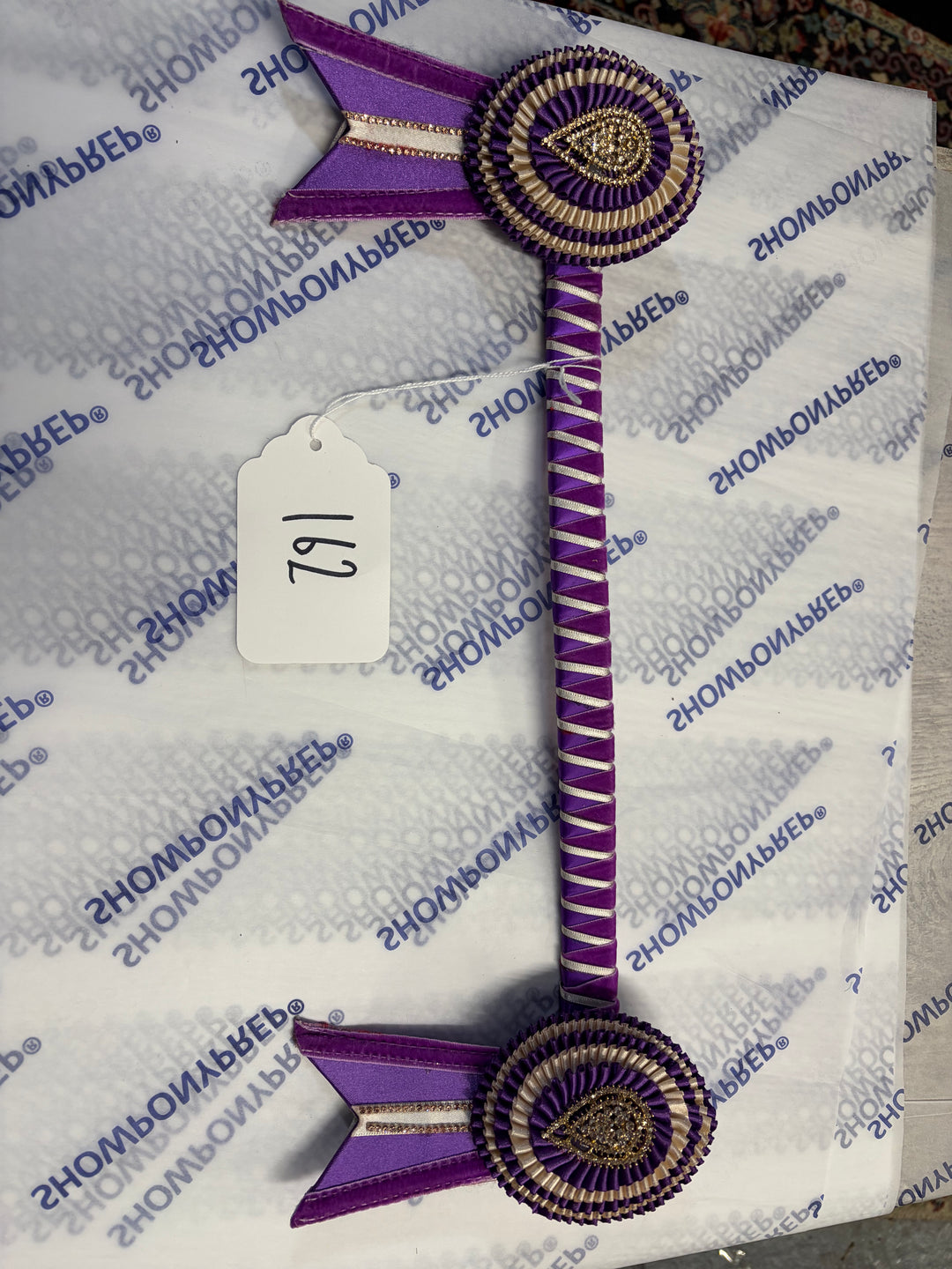 Lot 162 - 14.5" Cob size Purple vintage cream and gold browband