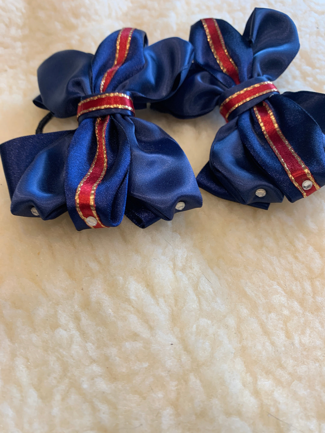 Navy, red and gold diamante edged luxury bows - no tails 4.5”