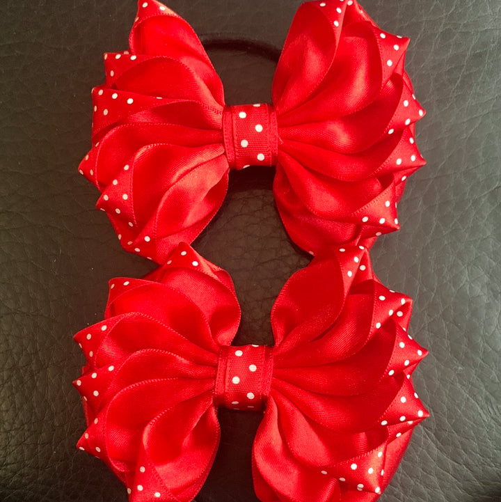 Luxury Bows: Rich red ruffle polka dot bows